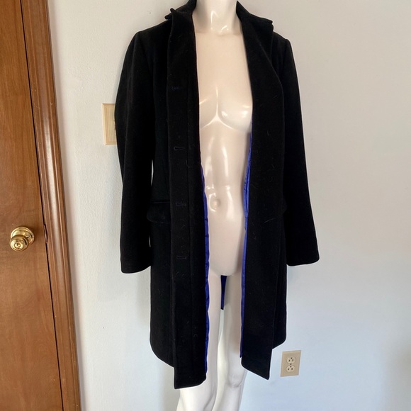 Black Wool Coat with Cashmere Lining - Picture 2 of 4